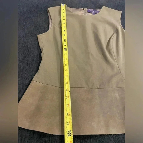 Ralph Lauren Collection Purple Label Runway Leather Suede Blouse Top Peplum 10 M - Picture 5 of 12
